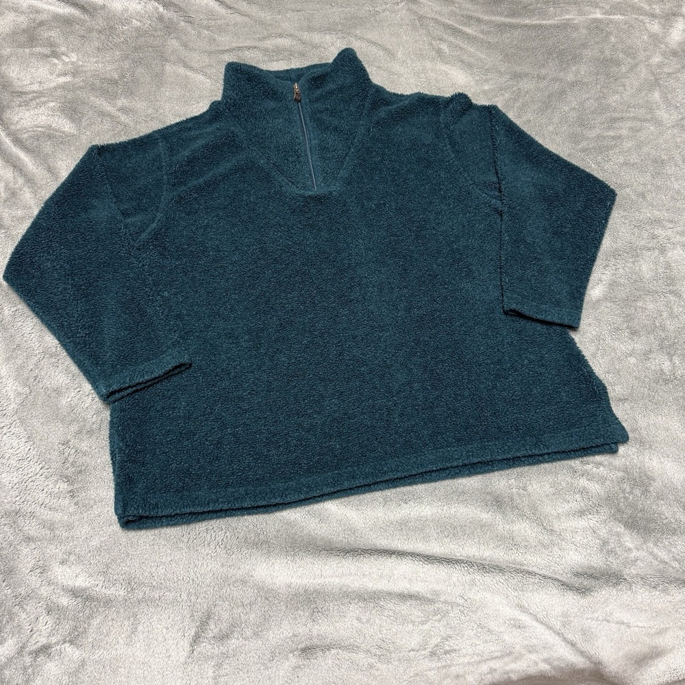 Vintage 80s Early Winters Deep Pile Green Fleece Pullover Jacket L Made In USA